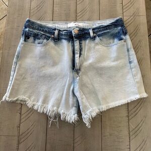 Kancan Two Tone Light Wash Jean Shorts